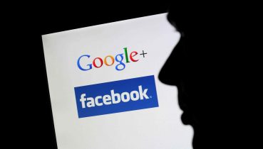 An ilustration shows the silhouette of a man in front of a monitor, showing the logos of the social network Google+ and Facebook in Hanover, Germany, 21 September 2011. After Google+ had opened for certain users, now it can be used by everyone. Photo: JULIAN STARATENSCHULTE  -ALLIANCE-INFOPHOTO